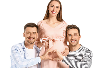 gay couple with surrogate mother